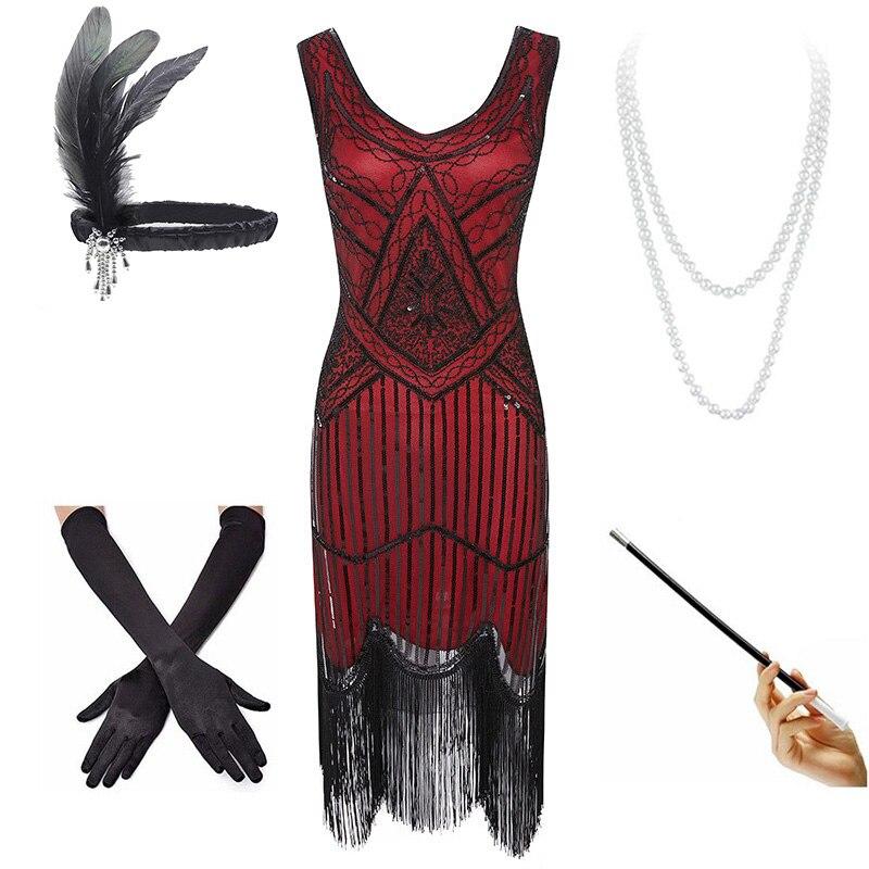 Rochie Vintage Roșie Și Neagră Din Anii 20