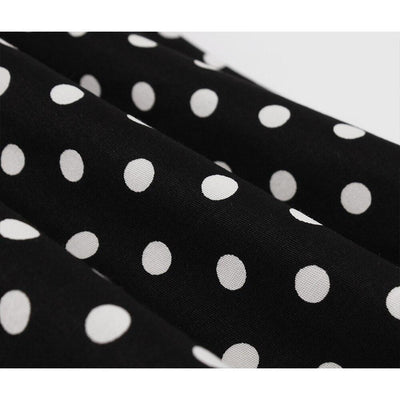 Rochie Americană Vintage Neagră Din Anii 50 Cu Buline Albe