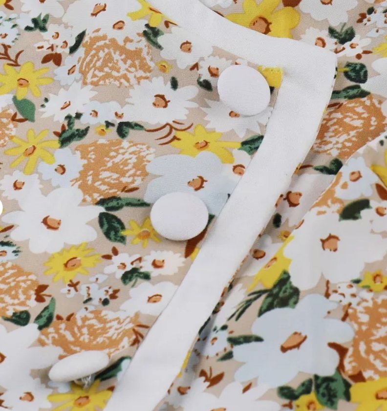 Rochie Pin Up Anii 50 Flori Galbene