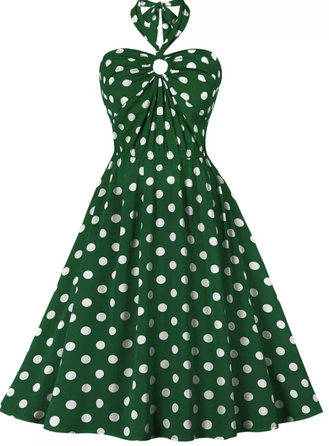 Rochie Pin Up Din Anii 50, Verde Măr