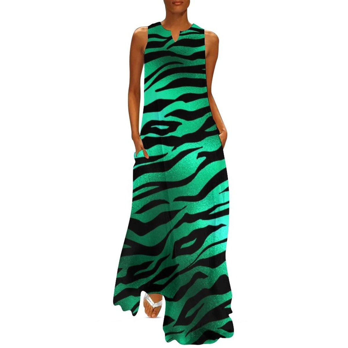 Rochie Vintage Neagra Si Verde Anilor 70