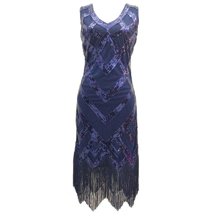 Rochie Albastră Vintage Anilor 20