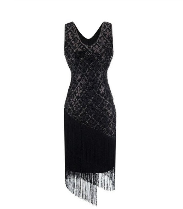 Rochie Neagră Vintage Plus Size Anilor 20