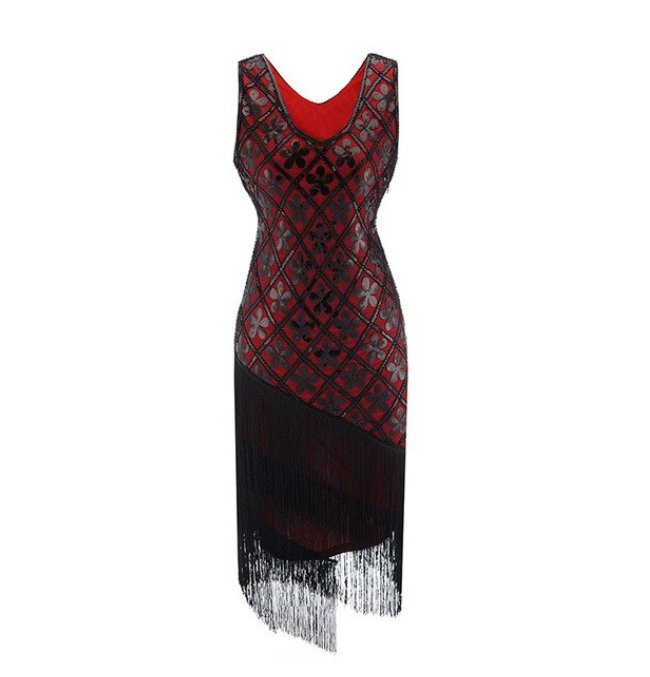 Rochie Roșie Neagră, Vintage, Mărime Mare, Anii 20