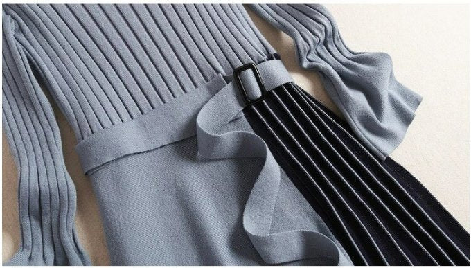 Rochie Asimetrică Anii 40 Albastru