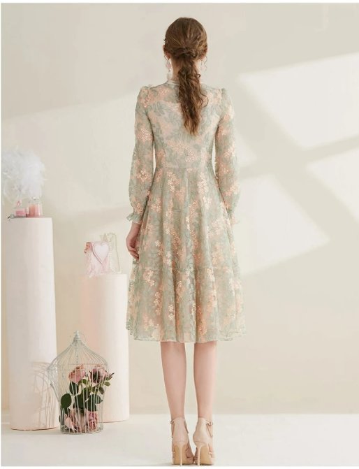 Rochie Anii 40 Dantela Vintage Chic Gri