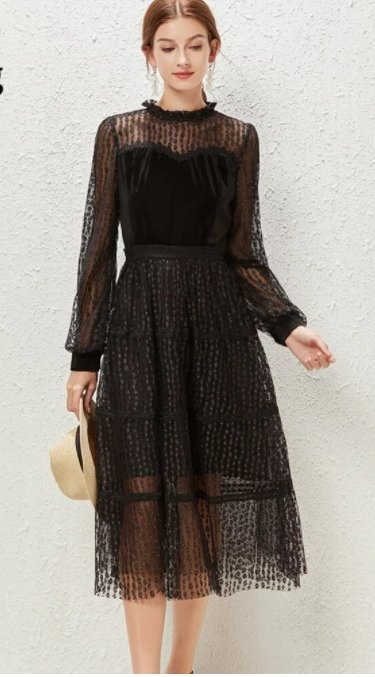 Rochie Din Dantela Anii '40 Vintage Chic Neagra