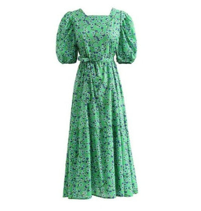 Rochie Verde Cu Flori Anii 40