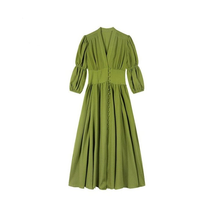 Rochie Verde Cu Nasturi Anii 40