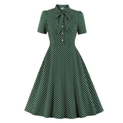 Rochie Vintage Verde Cu Buline Anilor 50