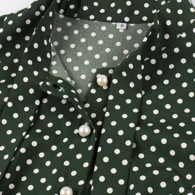 Rochie Vintage Verde Cu Buline Anilor 50