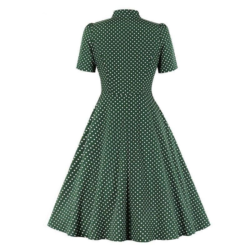 Rochie Vintage Verde Cu Buline Anilor 50