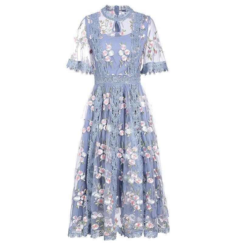 Rochie Albastra Flori Vintage