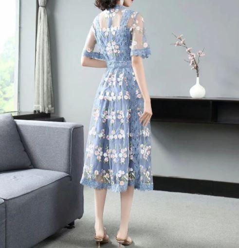 Rochie Albastra Flori Vintage