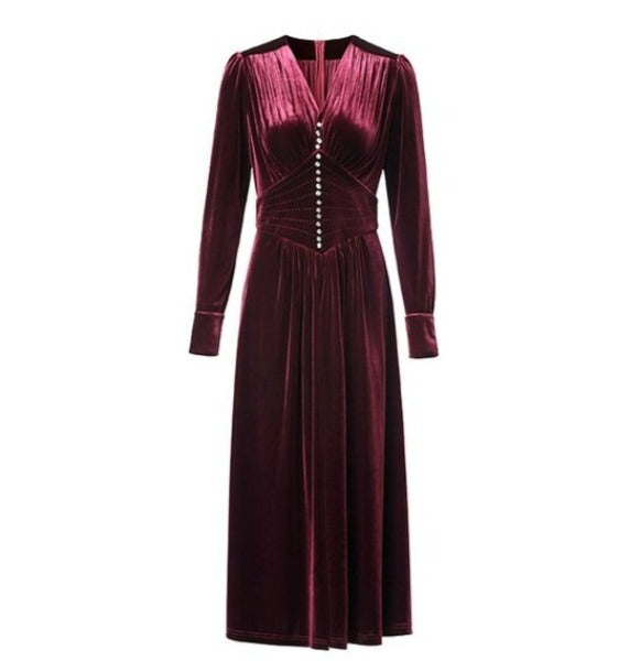 Rochie Bordeaux În Stil Vintage Anilor 40