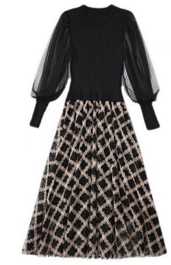 Rochie Neagră Cu Carouri De Epocă Anii 40