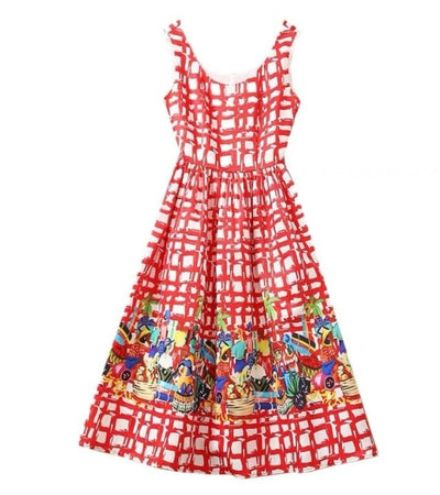 Rochie De Epocă Cu Carouri Roșii Anilor 40