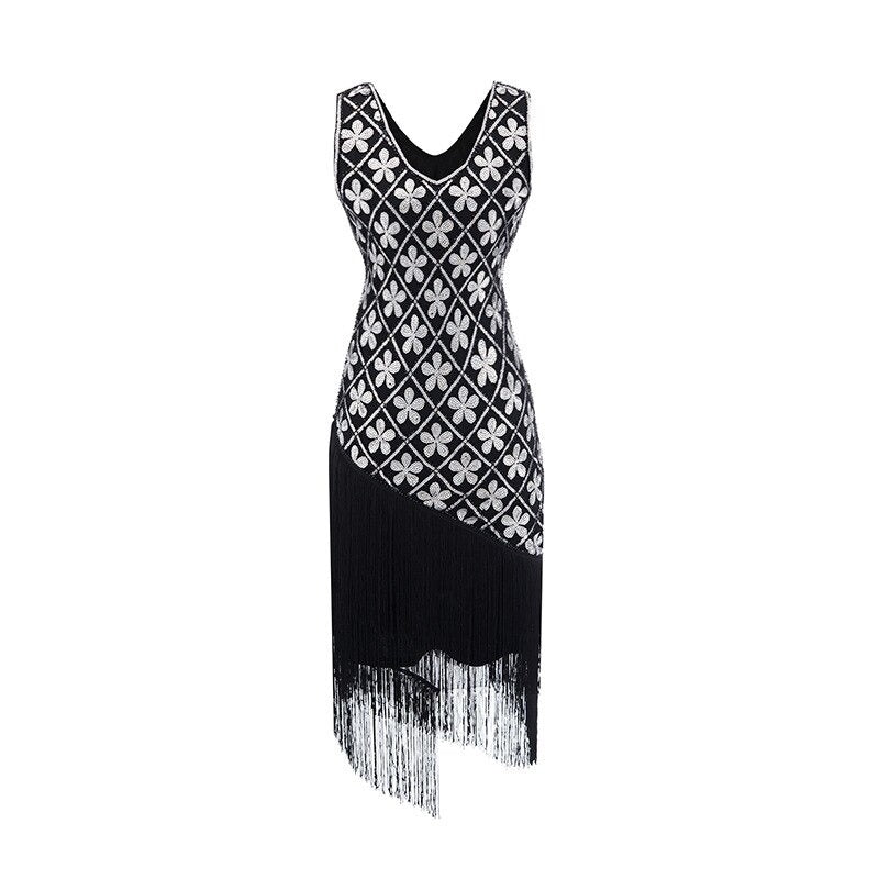 Rochie Charleston Anii 20 - Negru Și Argintiu