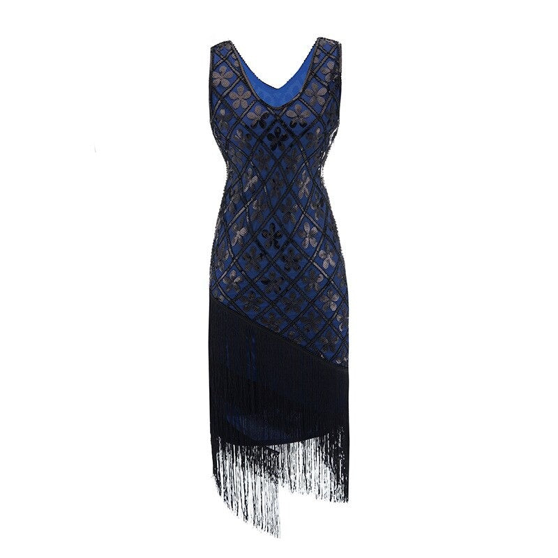 Rochie Charleston Anii 20 - Negru Și Albastru