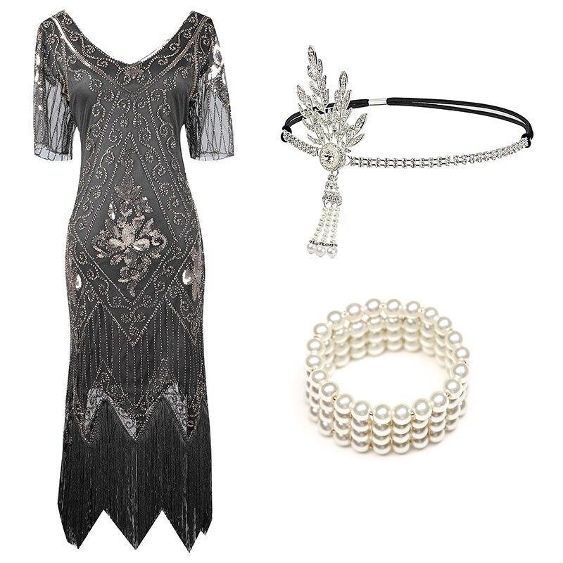 Rochie Charleston Anii 20 Negru Și Auriu