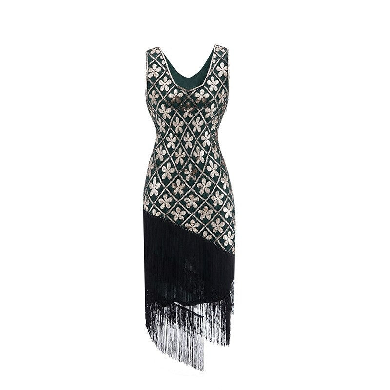 Rochie Charleston Anilor 20 - Verde Și Auriu