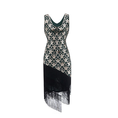 Rochie Charleston Anilor 20 - Verde Și Auriu