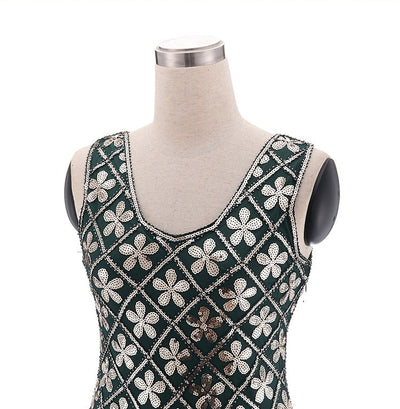 Rochie Charleston Anilor 20 - Verde Și Auriu