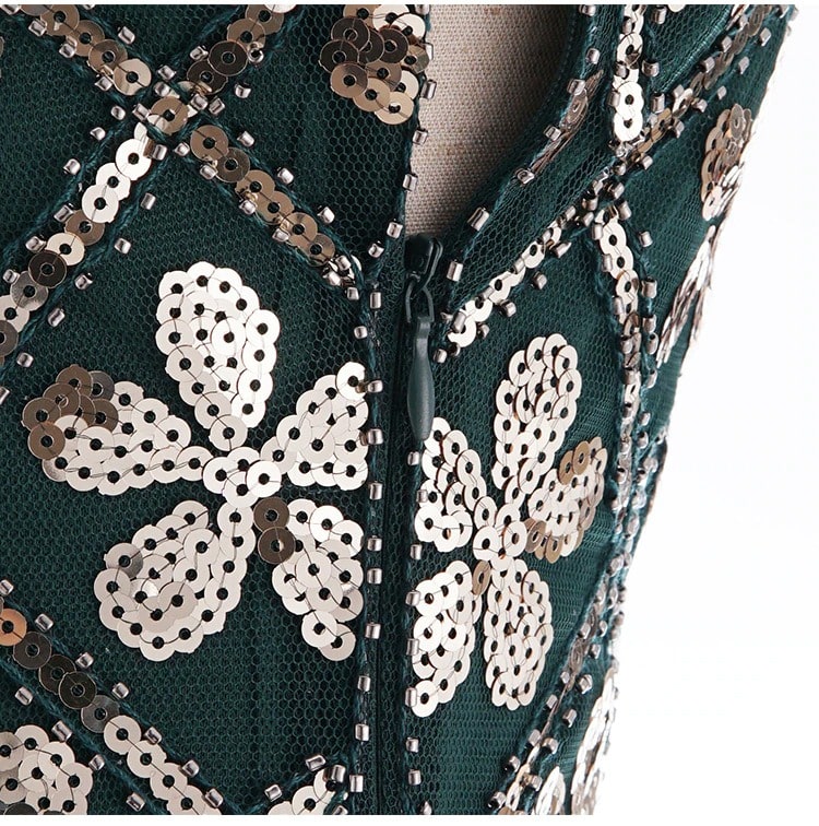 Rochie Charleston Anilor 20 - Verde Și Auriu