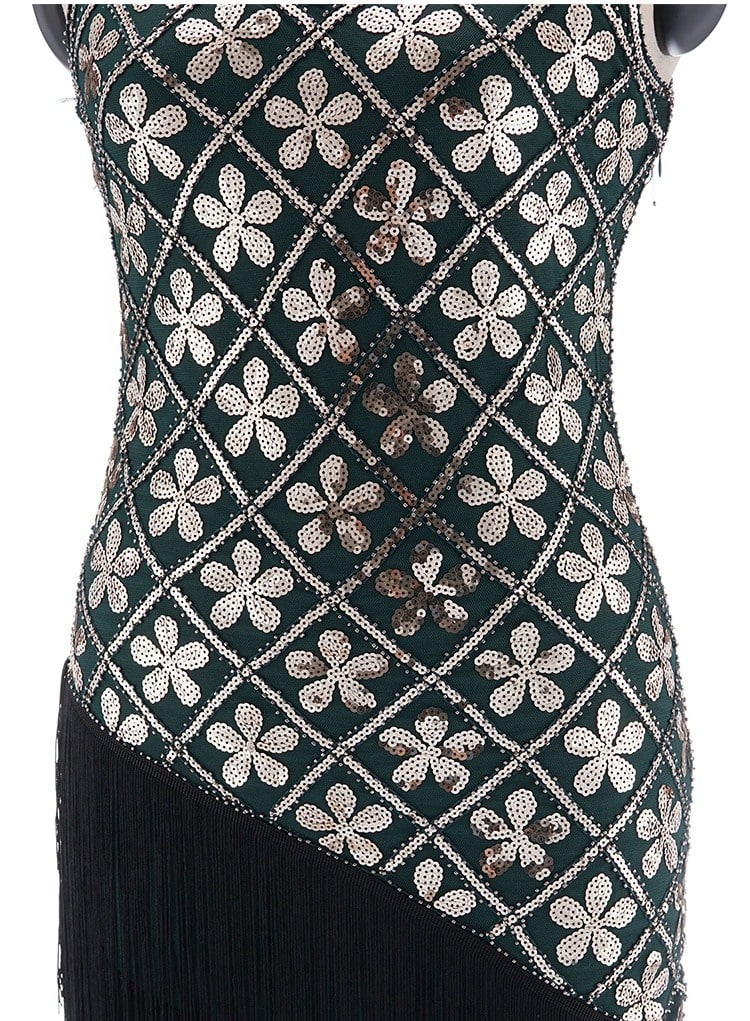 Rochie Charleston Anilor 20 - Verde Și Auriu