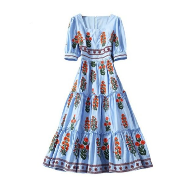 Rochie Scurt Floral Vintage Albastru