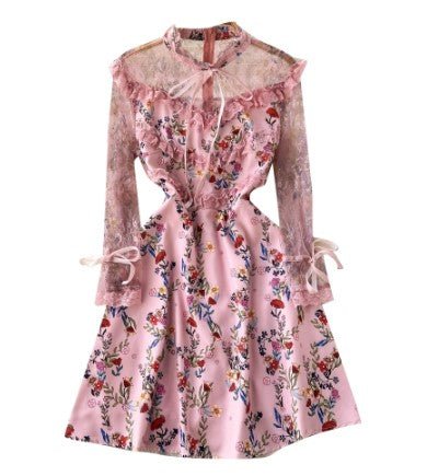 Rochie Scurtă Florală Vintage Roz