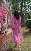 Rochie De Ceremonie Florală Roz Vintage