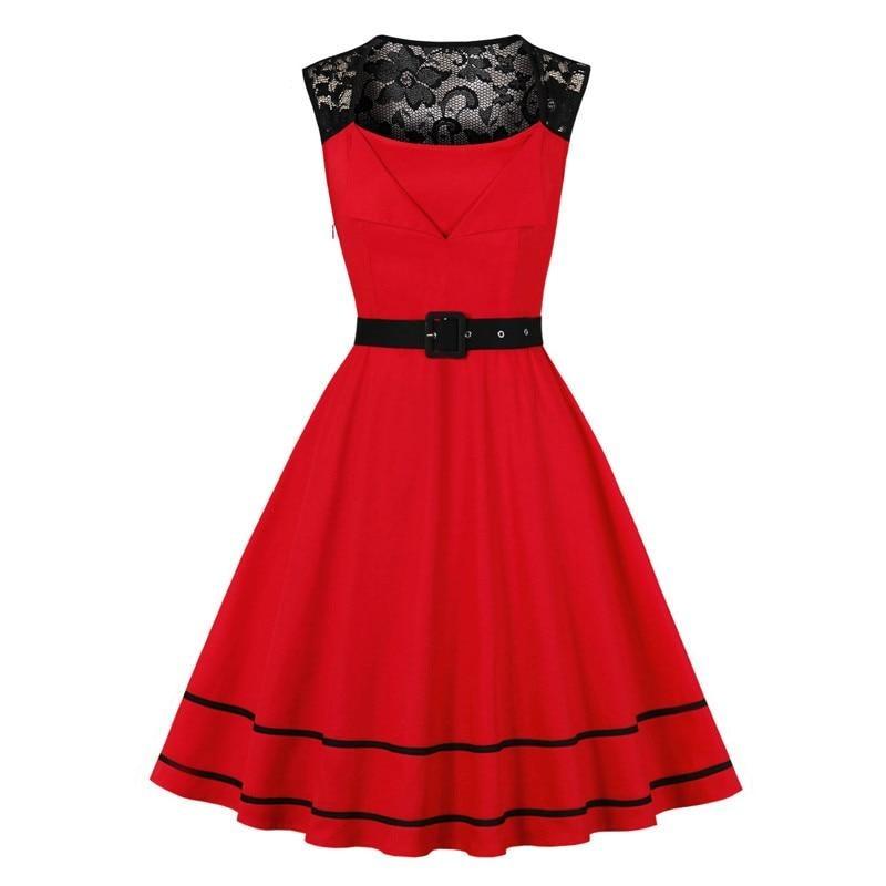 Rochie De Seară Roșie Rockabilly Vintage