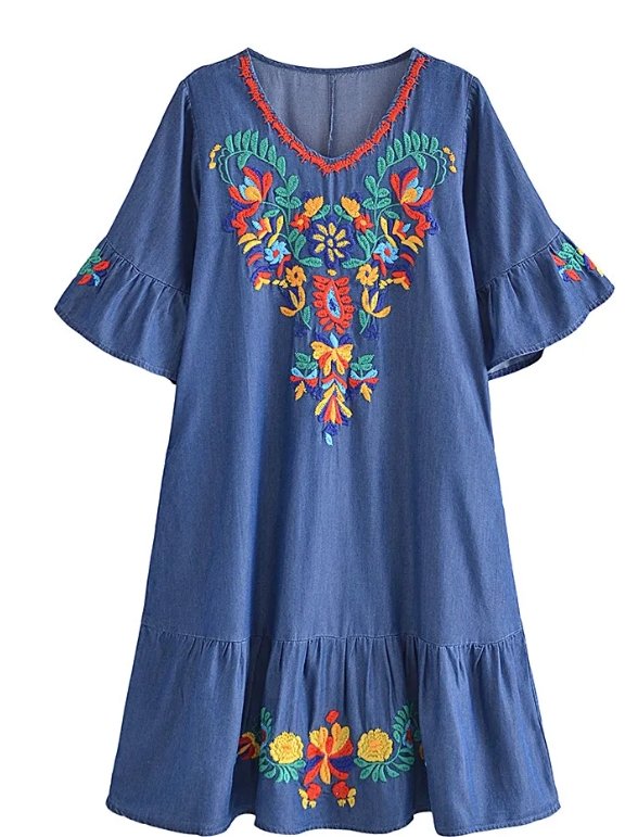 Rochie Dreaptă Hippie Din Anii 70