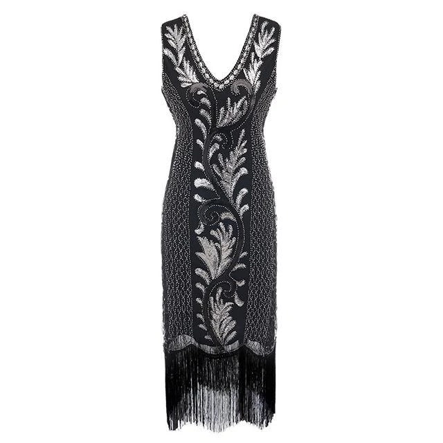 Rochie Neagră Și Argintie Gatsby Spirit