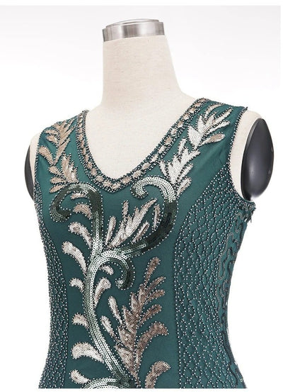 Rochie Gatsby Spirit Verde Și Aurie