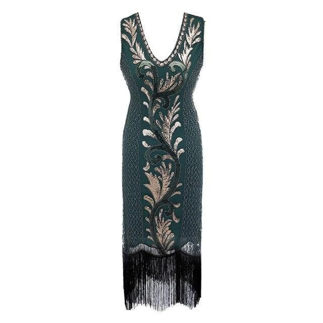 Rochie Gatsby Spirit Verde Și Aurie