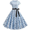Rochie Evazată Albastră Muzicală De Epocă