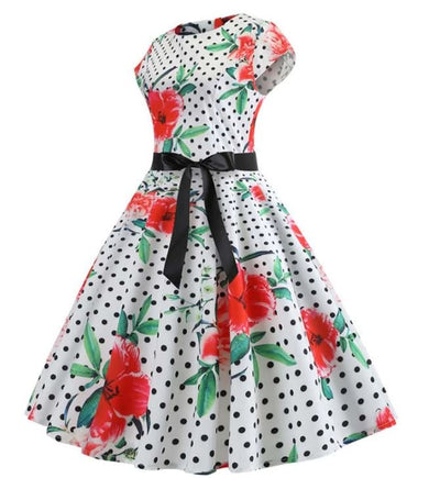 Rochie Evazată Cu Maci De Epocă