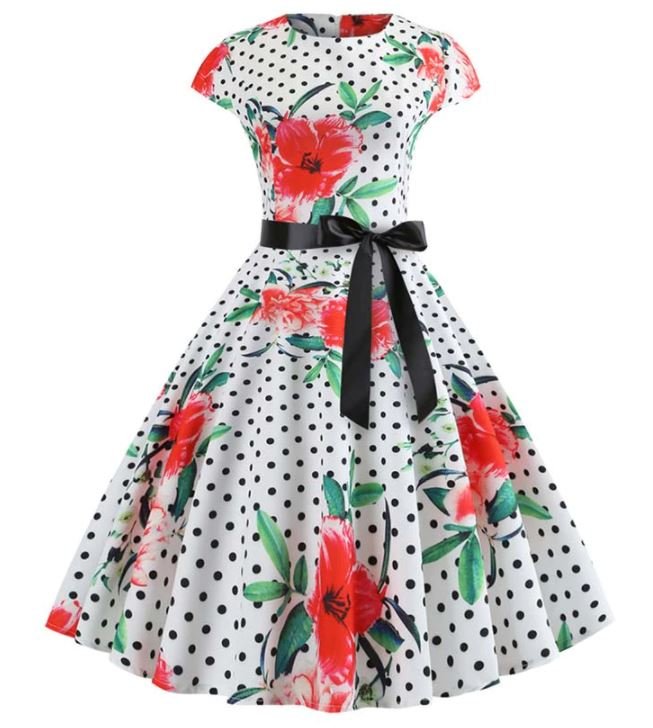 Rochie Evazată Cu Maci De Epocă