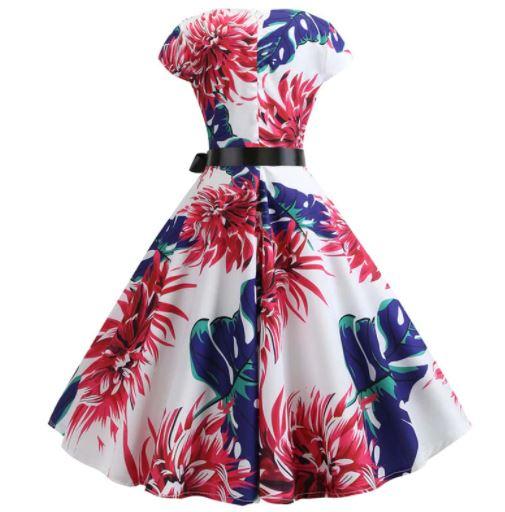 Rochie Evazată Vintage Cu Flori Mari