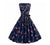 Rochie Evazată Cu Flori Vintage Bleumarin
