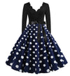 Rochie Vintage Evazată Cu Buline Bleumarin Alb