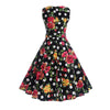 Rochie Evazată Cu Flori De Epocă Bleumarin