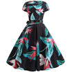 Rochie Vintage Neagra Evazata Cu Flori Fine