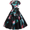 Rochie Vintage Neagra Evazata Cu Flori Fine