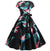 Rochie Vintage Neagra Evazata Cu Flori Fine