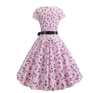 Rochie Evazată Roz Vintage De Primăvară