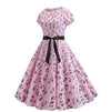 Rochie Evazată Roz Vintage De Primăvară