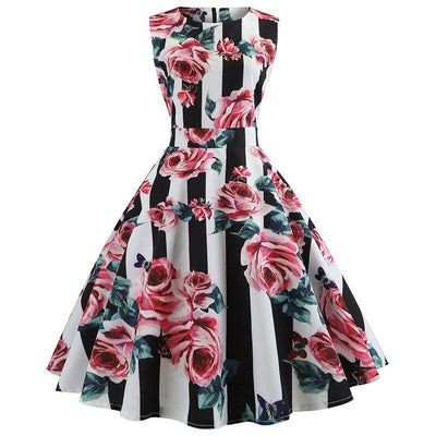 Rochie Evazată Cu Trandafiri Vintage